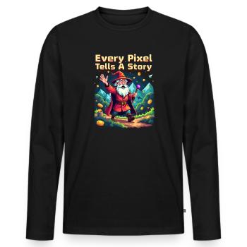 Chaque pixel raconte une histoire - Retro Gaming - T-shirt manches longues Premium bio Homme - noir - Devant - Nico (187cm)