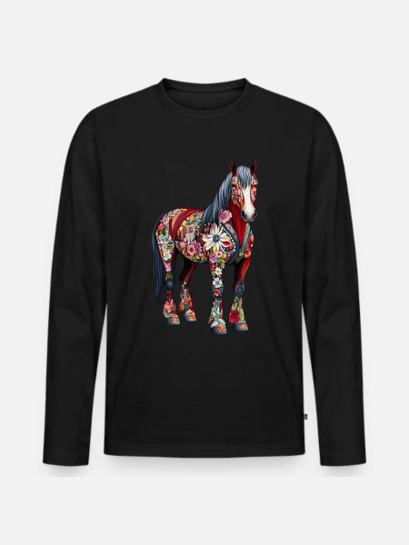 Clydesdale - Männer Premium Bio Langarmshirt - Schwarz