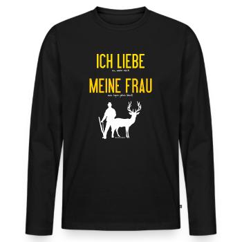 JD - Jäger Shirts - Ich liebe es wenn mich meine - Männer Premium Bio Langarmshirt - Schwarz - Vorne - Nico (187cm)