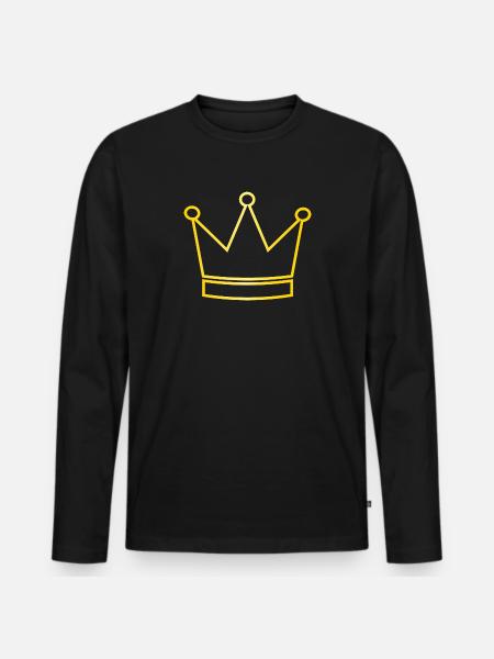 Crown Gold - Men's Premium Organic Long Sleeve Shirt - black