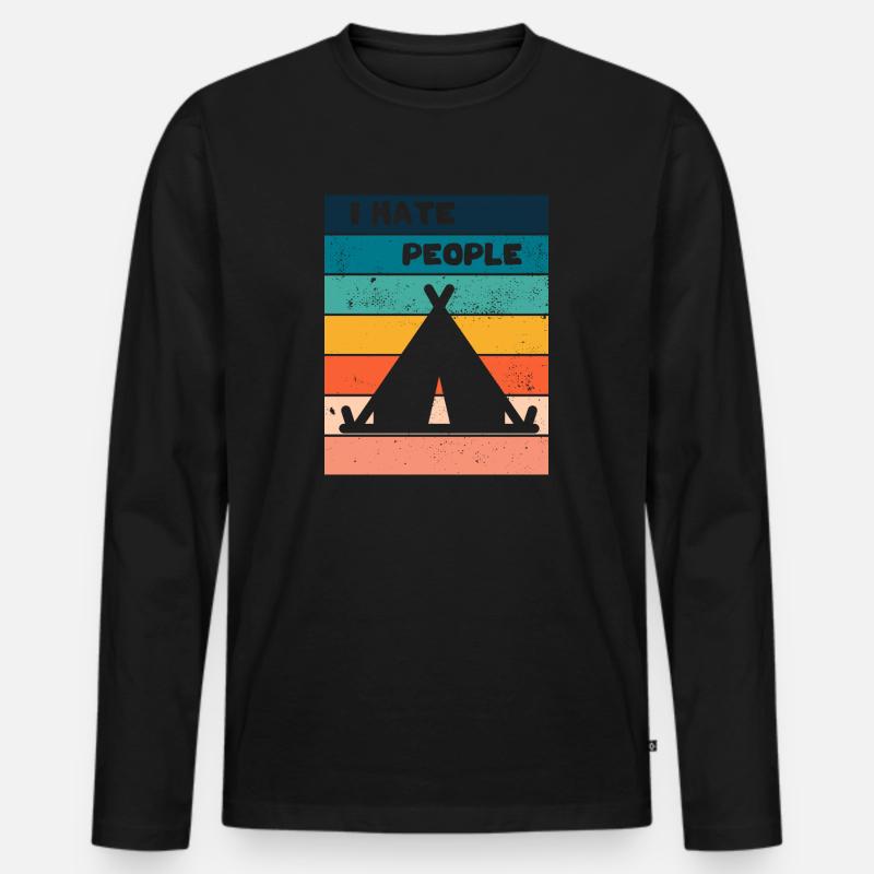 Campen - Männer Premium Bio Langarmshirt - Schwarz