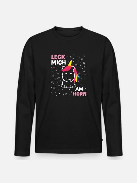Einhorn - Männer Premium Bio Langarmshirt - Schwarz