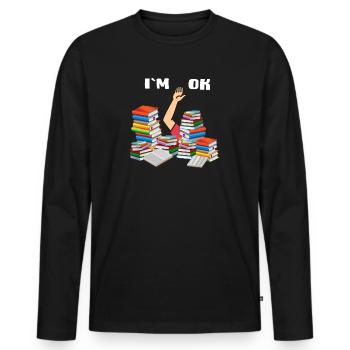 read reading lesson book primer roman ebook bookworm - Men's Premium Organic Long Sleeve Shirt - black - Front - Nico (187cm)