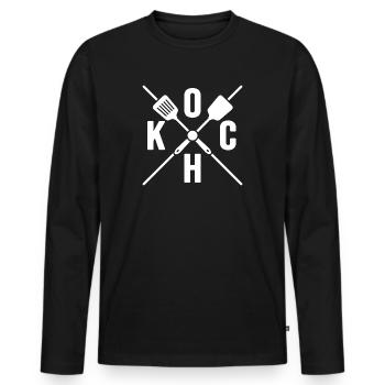 Koch Hobbykoch kocht Gourmet-Küche - Männer Premium Bio Langarmshirt - Schwarz - Vorne - Nico (187cm)