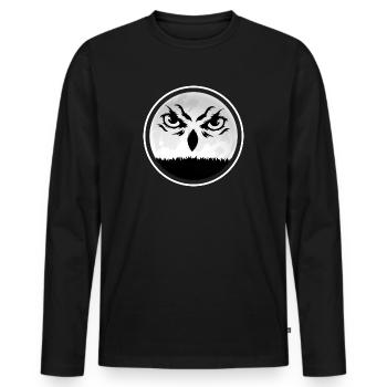 Hibou « vieux hibou au clair de lune » Noctambule - T-shirt manches longues Premium bio Homme - noir - Devant - Nico (187cm)