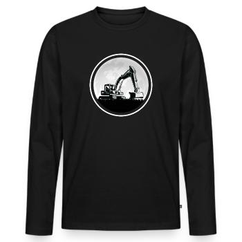 Excavators "digging in the moonlight" Construction site romance - Men's Premium Organic Long Sleeve Shirt - black - Front - Nico (187cm)