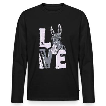 Âne - T-shirt manches longues Premium bio Homme - noir - Devant - Nico (187cm)