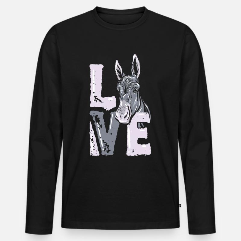 Esel - Männer Premium Bio Langarmshirt - Schwarz