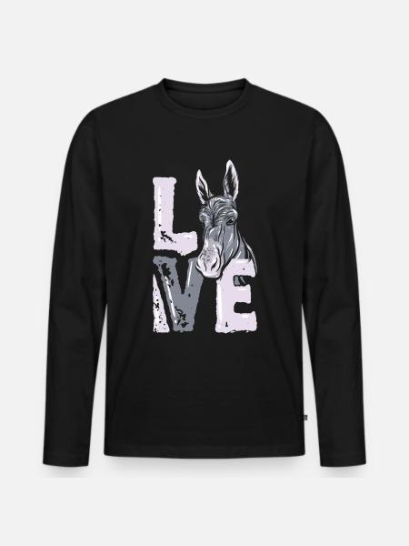 Esel - Männer Premium Bio Langarmshirt - Schwarz