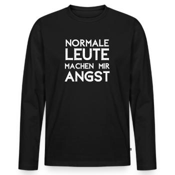 Normale Leute machen mir Angst - Männer Premium Bio Langarmshirt - Schwarz - Vorne - Nico (187cm)