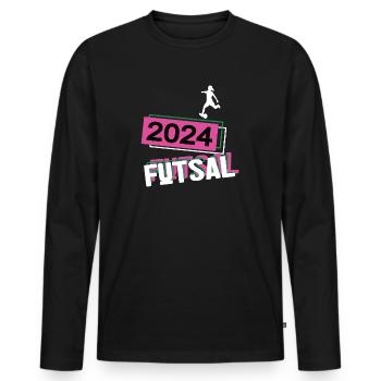 Futsal 2025 Futsaler Futsalspielerin Hallenfußball - Männer Premium Bio Langarmshirt - Schwarz - Vorne - Nico (187cm)