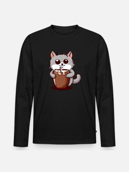 Cocoa Cat - Men's Premium Organic Long Sleeve Shirt - black