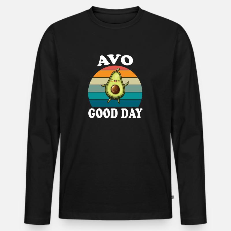 Avo Good Day Avocado - Männer Premium Bio Langarmshirt - Schwarz