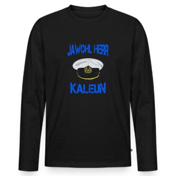 Kaleun Jawohl Herr Boot Kaleunt - Männer Premium Bio Langarmshirt - Schwarz - Vorne - Nico (187cm)