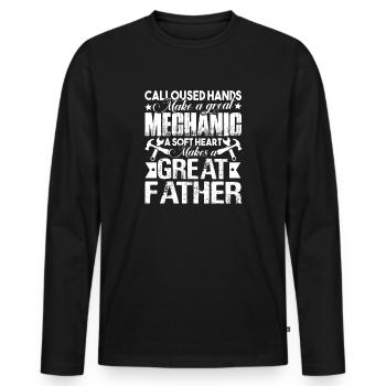Mechanic Mechanic Dad - Men's Premium Organic Long Sleeve Shirt - black - Front - Nico (187cm)