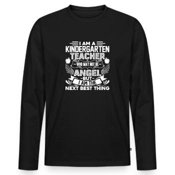 Professeur de maternelle, je suis un enseignant de maternelle - T-shirt manches longues Premium bio Homme - noir - Devant - Nico (187cm)