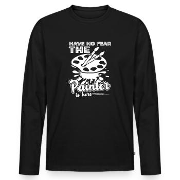 Maler Der Maler ist hier - Männer Premium Bio Langarmshirt - Schwarz - Vorne - Nico (187cm)