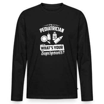 Pediatrician Pediatrician Superpower - Men's Premium Organic Long Sleeve Shirt - black - Front - Nico (187cm)
