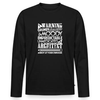 Architecte Architecte Avertissement - T-shirt manches longues Premium bio Homme - noir - Devant - Nico (187cm)