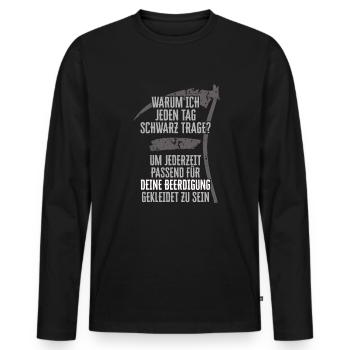 Für Goths & alle, die gerne schwarz tragen - Männer Premium Bio Langarmshirt - Schwarz - Vorne - Nico (187cm)