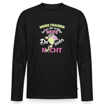 Winzerin Wein Spruch Reife Trauben Weinlese - Männer Premium Bio Langarmshirt - Schwarz - Vorne - Nico (187cm)