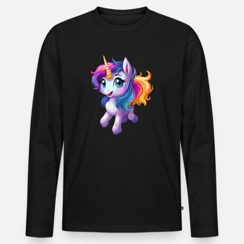 Süßes Einhorn Design - Männer Premium Bio Langarmshirt - Schwarz