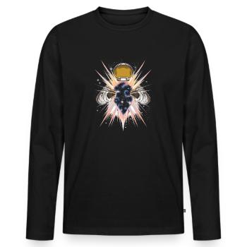 Space Light - l’astronaute ouvre une autre dimension - T-shirt manches longues Premium bio Homme - noir - Devant - Nico (187cm)