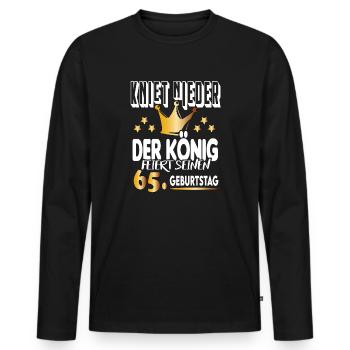 König Geburtstag 65 King Prinz Kniet nieder Krone - Männer Premium Bio Langarmshirt - Schwarz - Vorne - Nico (187cm)