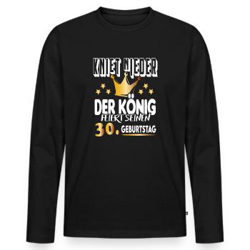 König Geburtstag 30 King Prinz Kniet nieder Krone - Männer Premium Bio Langarmshirt - Schwarz - Vorne - Nico (187cm)