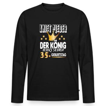 König Geburtstag 35 King Prinz Kniet nieder Krone - Männer Premium Bio Langarmshirt - Schwarz - Vorne - Nico (187cm)