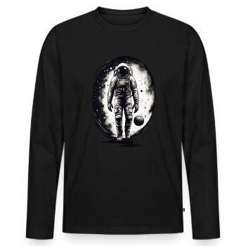 Cool astronaut basketball player in outer space - Men's Premium Organic Long Sleeve Shirt - black - Front - Nico (187cm)