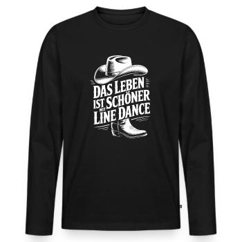 Das Leben ist schöner mit Line Dance - Männer Premium Bio Langarmshirt - Schwarz - Vorne - Nico (187cm)