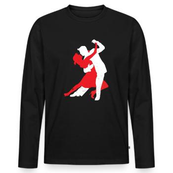 Danse Silhouette Couple Danse Romantique Danse - T-shirt manches longues Premium bio Homme - noir - Devant - Nico (187cm)