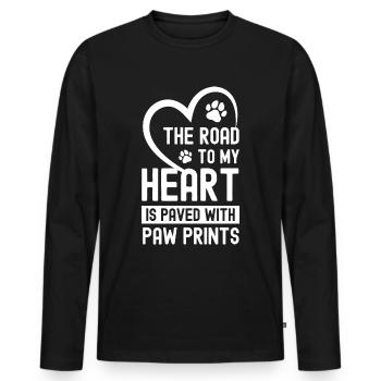 The way to my heart is with paw prints g - Men's Premium Organic Long Sleeve Shirt - black - Front - Nico (187cm)