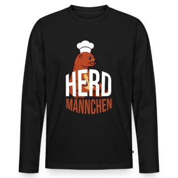 Herdmännchen Koch Kochschürze Hobbykoch Küche - Männer Premium Bio Langarmshirt - Schwarz - Vorne - Nico (187cm)