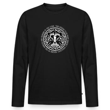 Walhalla Wikinger Raben Symbol mit Runen-Schrift - Männer Premium Bio Langarmshirt - Schwarz - Vorne - Nico (187cm)