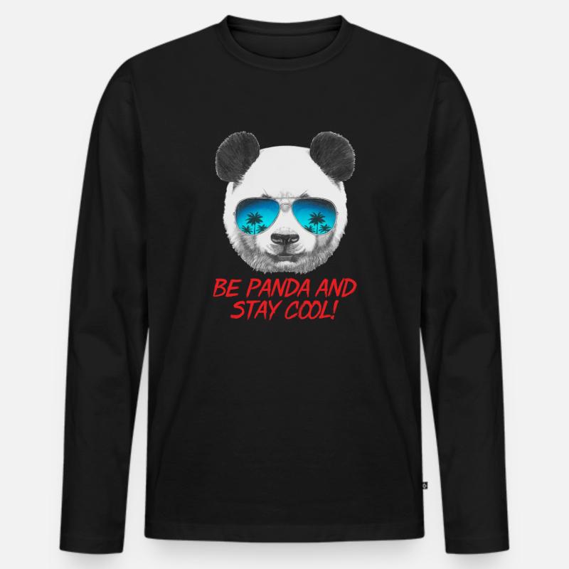 Animal Design Panda Stay Cool - RAHMENLOS Geschenk - Männer Premium Bio Langarmshirt - Schwarz