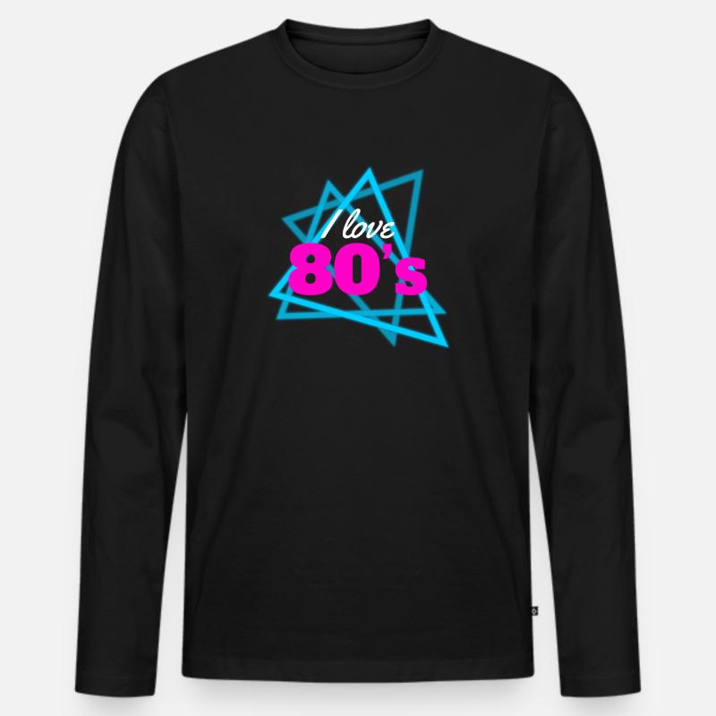 I love 80s - Männer Premium Bio Langarmshirt - Schwarz