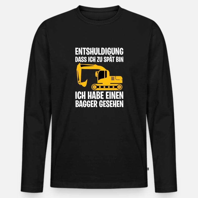 Bagger Excavator - Männer Premium Bio Langarmshirt - Schwarz