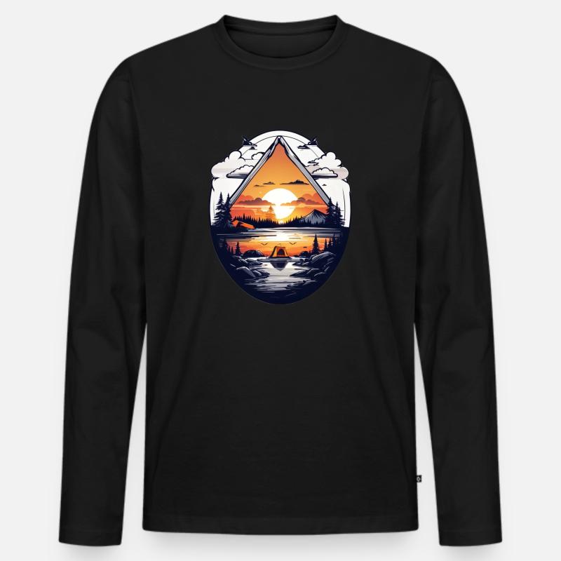 Camping Zeit - Männer Premium Bio Langarmshirt - Schwarz
