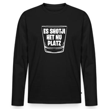 ES SHOTJI HET NU PLATZ - Männer Premium Bio Langarmshirt - Schwarz - Vorne - Nico (187cm)