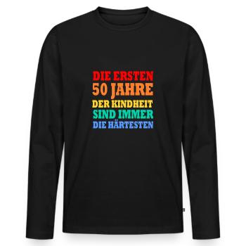 50 Jahre alt Männer Frauen 50. Geburtstag Geschenk - Männer Premium Bio Langarmshirt - Schwarz - Vorne - Nico (187cm)