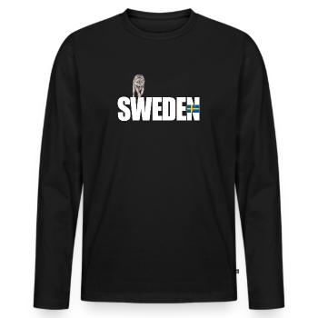 Suède - T-shirt manches longues Premium bio Homme - noir - Devant - Nico (187cm)