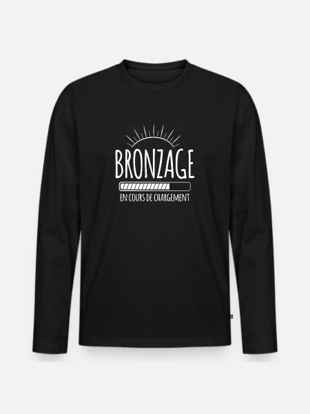 Tan Loading, Summer, Vacation, French - Men's Premium Organic Long Sleeve Shirt - black