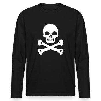 Totenkopf - Männer Premium Bio Langarmshirt - Schwarz - Vorne - Nico (187cm)