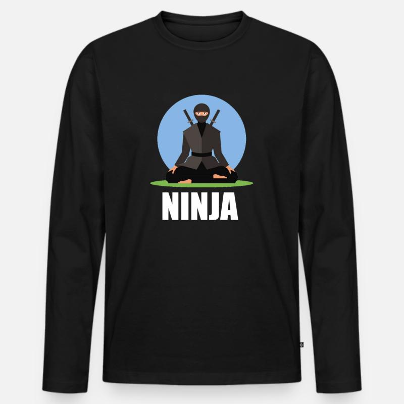 Ninja - Maglia a manica lunga ecologica premium da uomo - nero