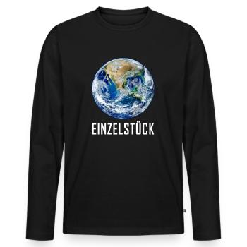 Planet Erde Einzelstück Klimaschutz T-Shirt - Männer Premium Bio Langarmshirt - Schwarz - Vorne - Nico (187cm)