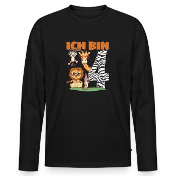 Geburtstag Zoo Tiere Safari 4 Jahre alt - Männer Premium Bio Langarmshirt - Schwarz - Vorne - Nico (187cm)