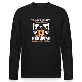 Les meilleurs hommes possèdent un outillage 2 - T-shirt manches longues Premium bio Homme - noir - Devant - Nico (187cm)