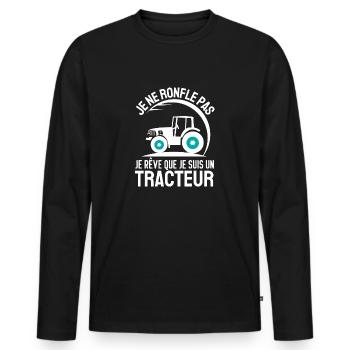 JE NE RONFLE PAS JE RÊVE QUE JE SUIS UN TRACTEUR 2 - T-shirt manches longues Premium bio Homme - noir - Devant - Nico (187cm)